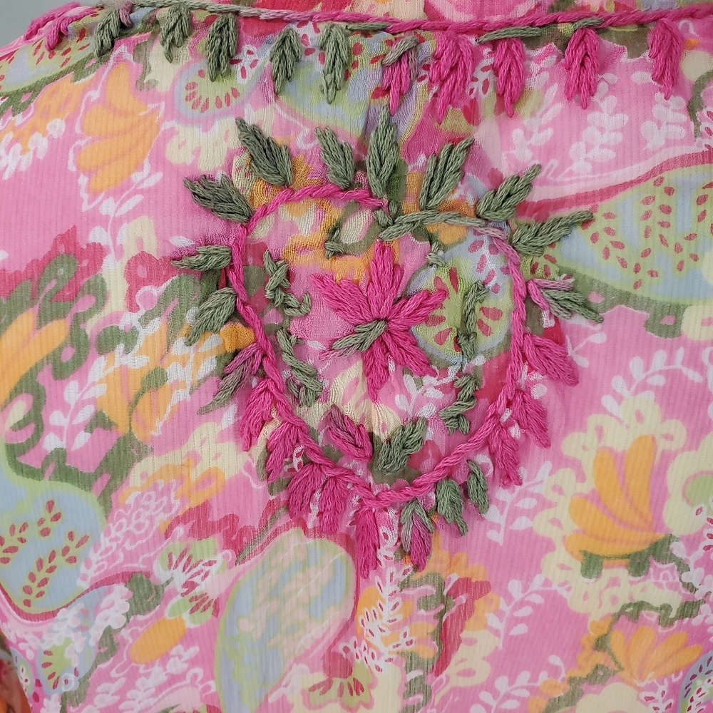 Raj Embroidered 100% Silk Tunic or Swim Coverup - Picture 6 of 11